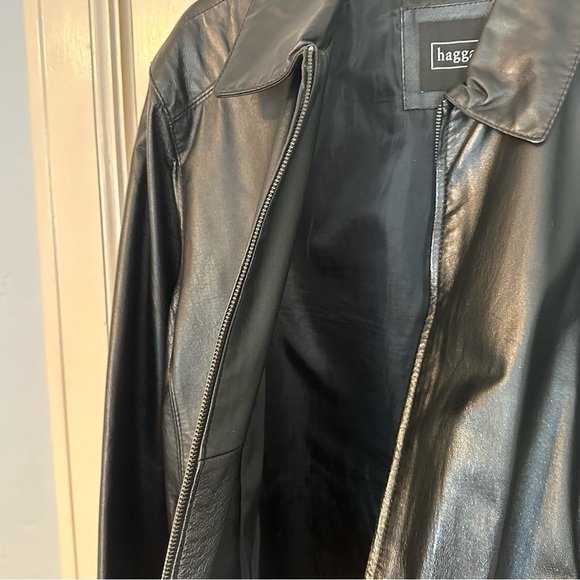 Haggar Leather Jacket Zip Up Black Fully Lined Pockets Y2K Size M - Picture 8 of 10